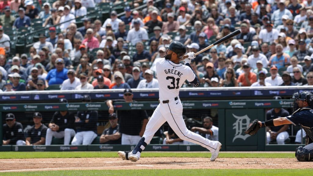 Riley Greene in action for the Detroit Tigers