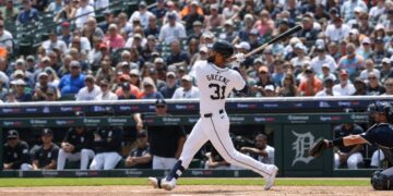 Riley Greene in action for the Detroit Tigers