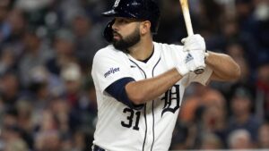 Riley Greene batting for the Detroit Tigers against the Baltimore Orioles