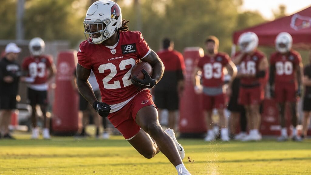 Jeremiyah Love running with the ball for the Arizona Cardinals