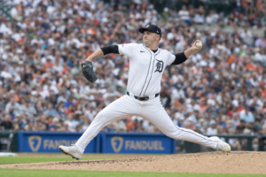 Tarik Skubal pitching for the Detroit Tigers