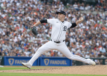 Tarik Skubal pitching for the Detroit Tigers