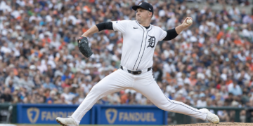 Tarik Skubal pitching for the Detroit Tigers