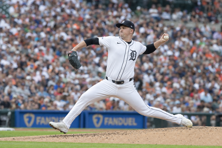 Tarik Skubal pitching for the Detroit Tigers