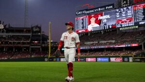 TJ Friedl in center field for the Cincinnati Reds