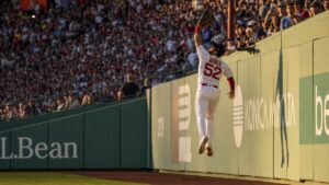 Wilyer Abreu fielding for the Boston Red Sox at Fenway Park