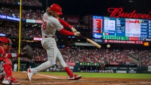 Alec Bohm batting for the Philadelphia Phillies