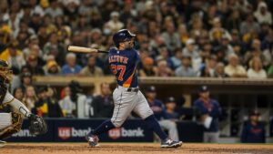 Jose Altuve batting for the Houston Astros against the San Diego Padres at Petco Park