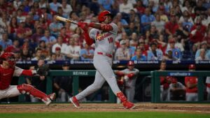 Jordan Walker batting for the St. Louis Cardinals against the Philadelphia Phillies
