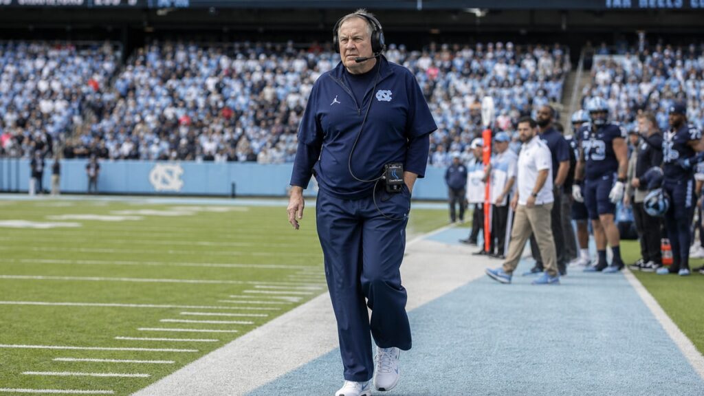 Bill Belichick coaching North Carolina ahead of the Week 0 matchup against TCU