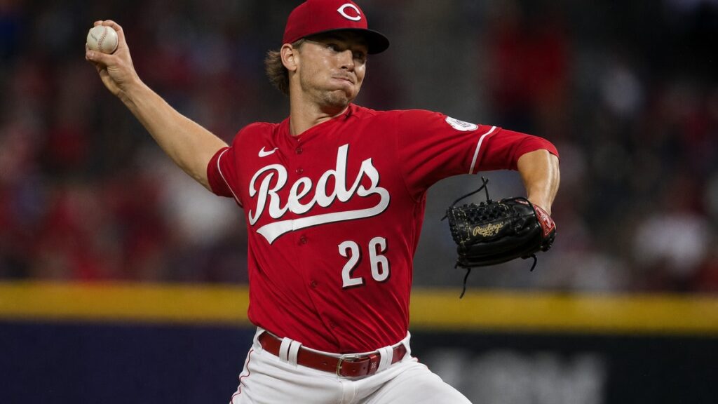 Chase Burns pitching for the Cincinnati Reds