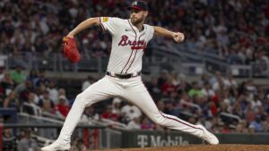 Chris Sale pitching for the Atlanta Braves