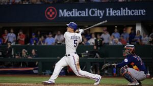 Corey Seager in action for the Texas Rangers