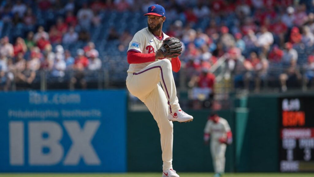 Cristopher Sanchez pitching for the Philadelphia Phillies