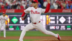 Jesus Luzardo pitching for the Philadelphia Phillies