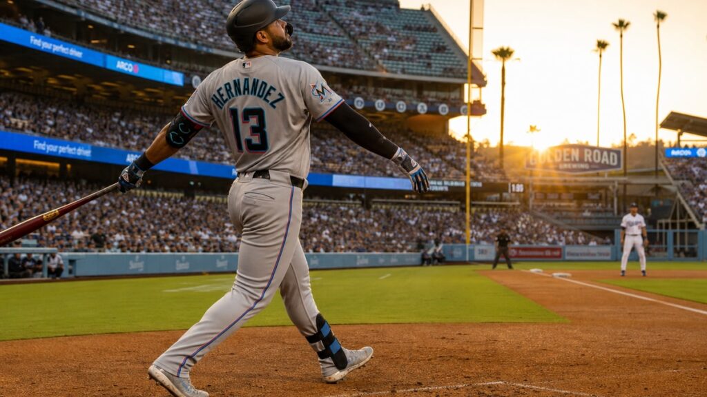 Heriberto Hernandez in action for the Miami Marlins