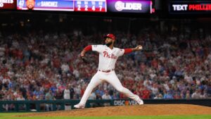 Cristopher Sanchez pitching for the Philadelphia Phillies