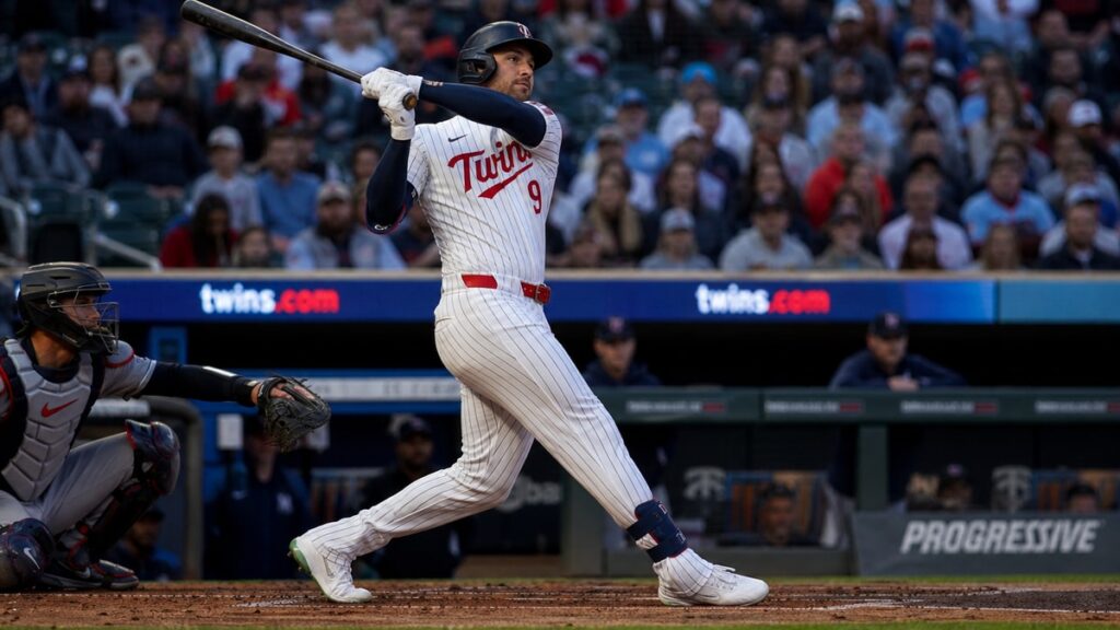 Trevor Larnach batting for the Minnesota Twins