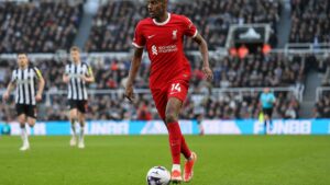 Alexander Isak in action for Liverpool during the Premier League match at Newcastle