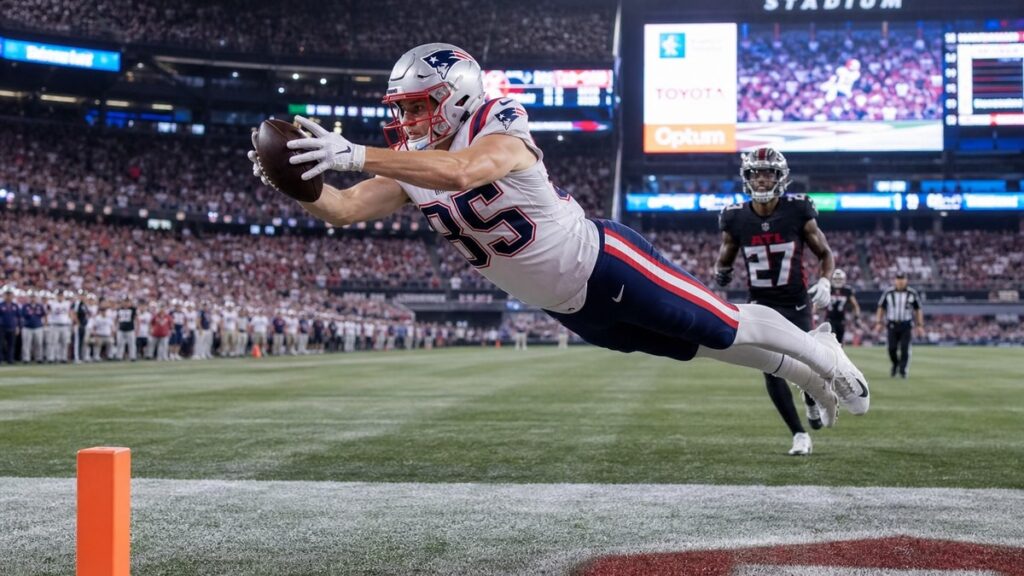 Hunter Henry making a catch for the New England Patriots