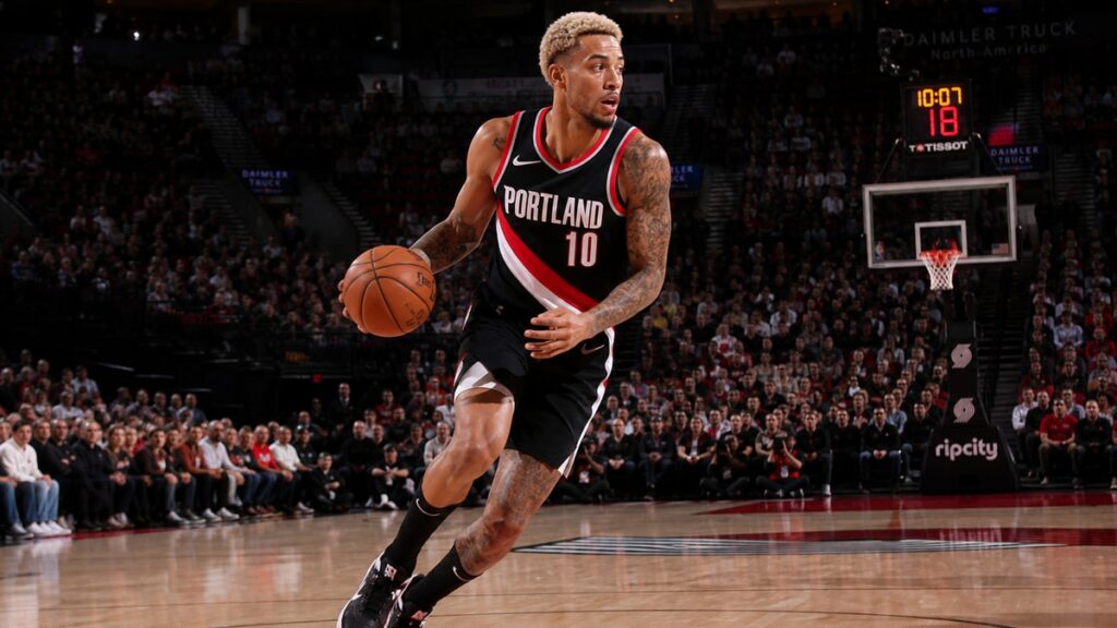 Jeremy Sochan drives to the basket in a Portland Trail Blazers uniform