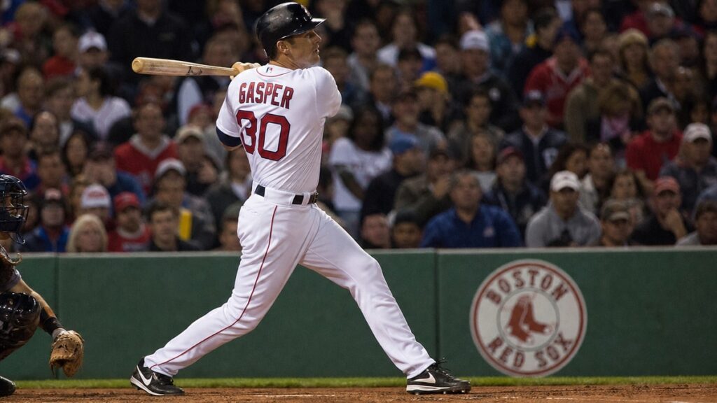 Mickey Gasper batting for the Boston Red Sox during his home run streak