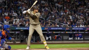 Manny Machado batting for the San Diego Padres against the New York Mets
