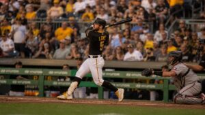 Brandon Lowe batting for the Pittsburgh Pirates