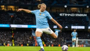 Erling Haaland in action for Manchester City
