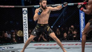 Islam Makhachev in action in the UFC octagon