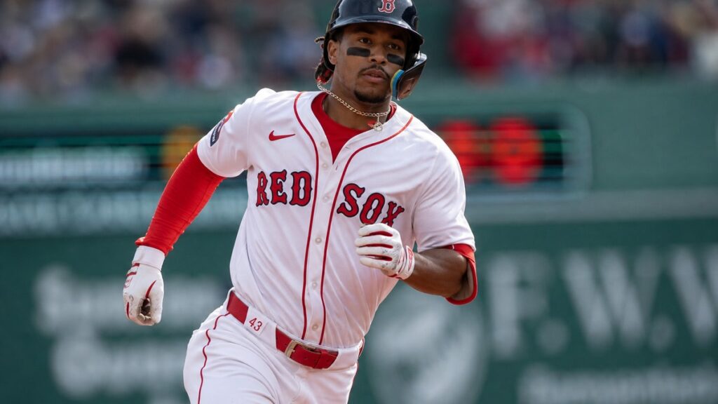 Ceddanne Rafaela running the bases for the Boston Red Sox