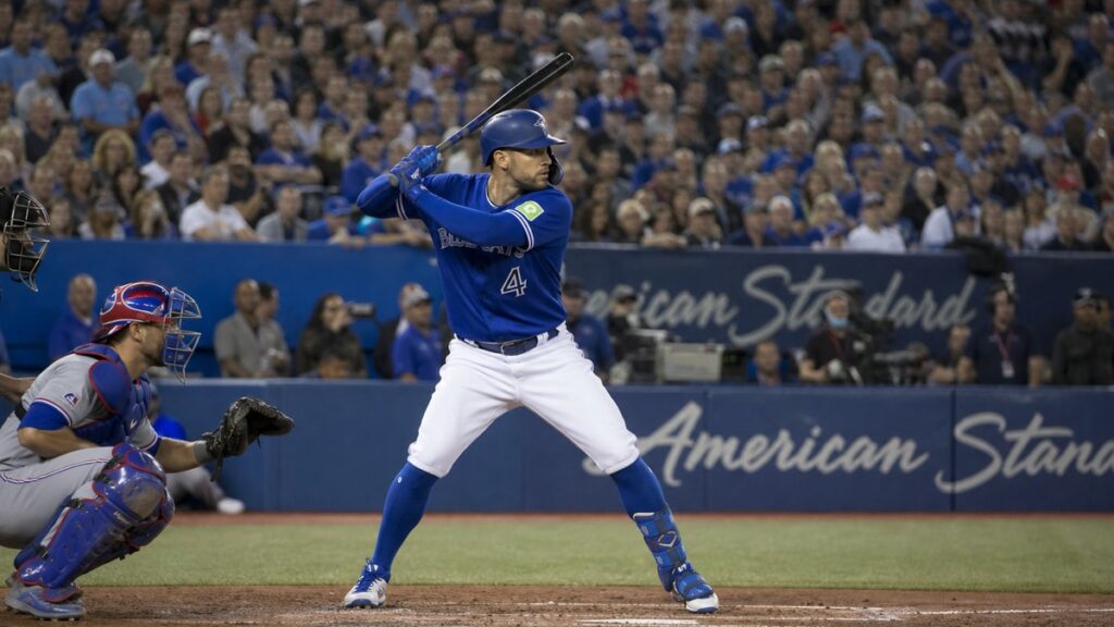 George Springer batting for the Toronto Blue Jays at Rogers Centre