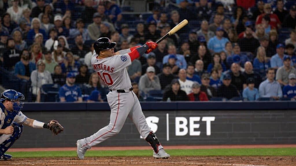 Willson Contreras batting for the Boston Red Sox