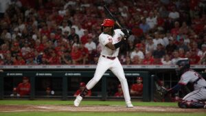 Sal Stewart batting for the Cincinnati Reds