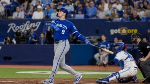 Vinnie Pasquantino batting for the Kansas City Royals
