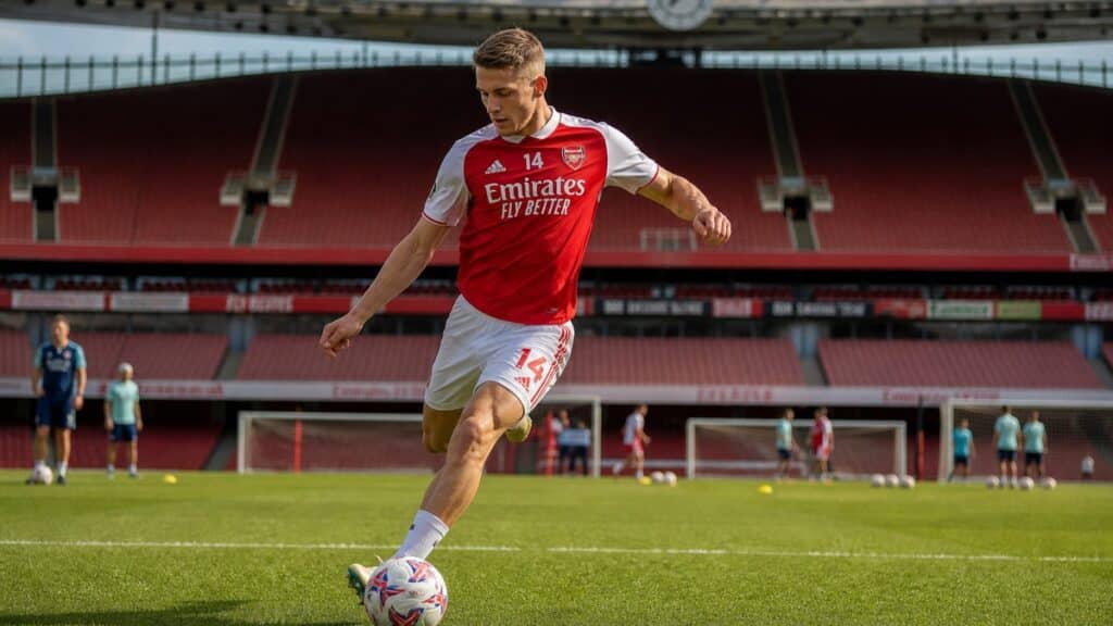 Viktor Gyokeres in Arsenal kit during preseason training