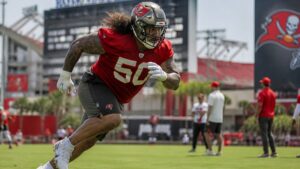 Vita Vea, Tampa Bay Buccaneers defensive tackle, in action on the field