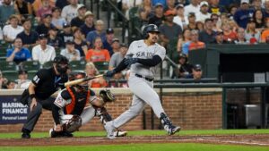 Trent Grisham batting for the New York Yankees