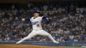 Yoshinobu Yamamoto in action for the Los Angeles Dodgers