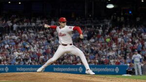 Andrew Painter pitching for the Philadelphia Phillies