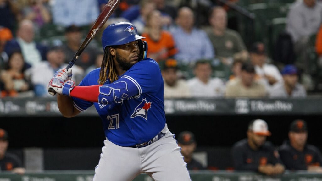 Vladimir Guerrero Jr. batting for the Toronto Blue Jays against the Baltimore Orioles