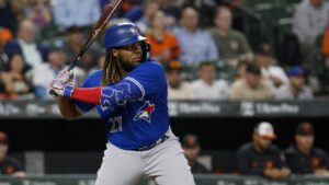 Vladimir Guerrero Jr. batting for the Toronto Blue Jays against the Baltimore Orioles