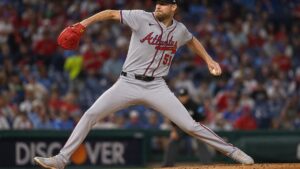 Chris Sale pitching for the Atlanta Braves