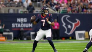 C.J. Stroud throwing a pass for the Houston Texans