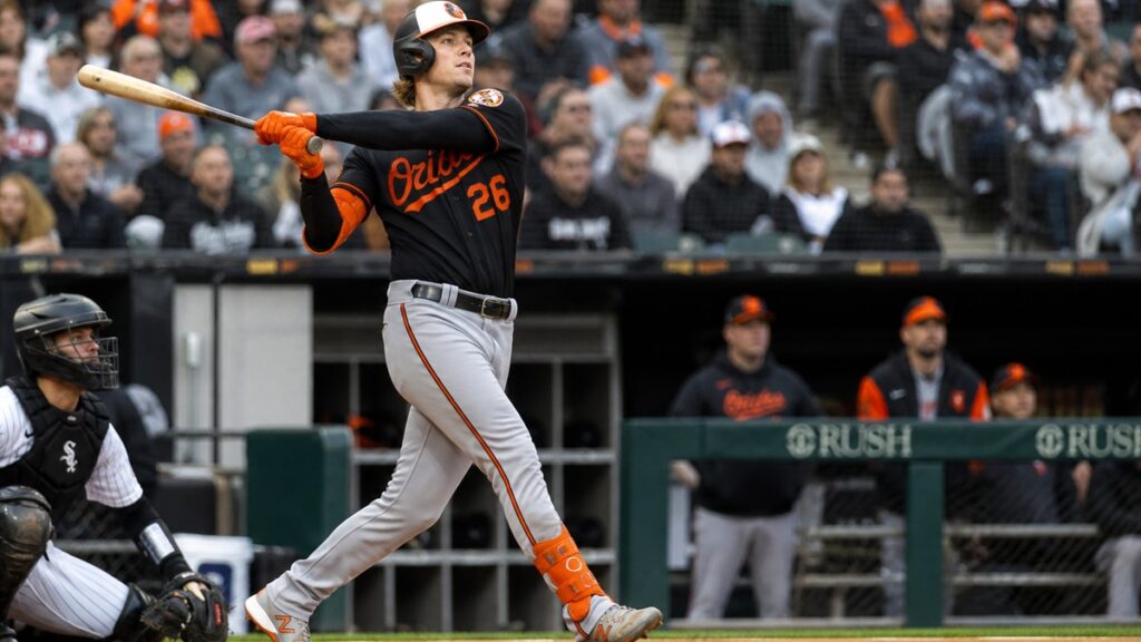 Coby Mayo in action for the Baltimore Orioles