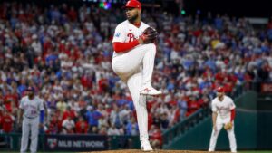 Cristopher Sanchez pitching for the Philadelphia Phillies