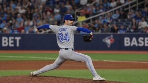 Dylan Cease in action for the Toronto Blue Jays