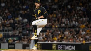 Paul Skenes pitching for the Pittsburgh Pirates