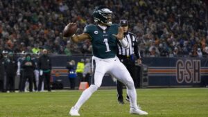 Jalen Hurts in action for the Philadelphia Eagles