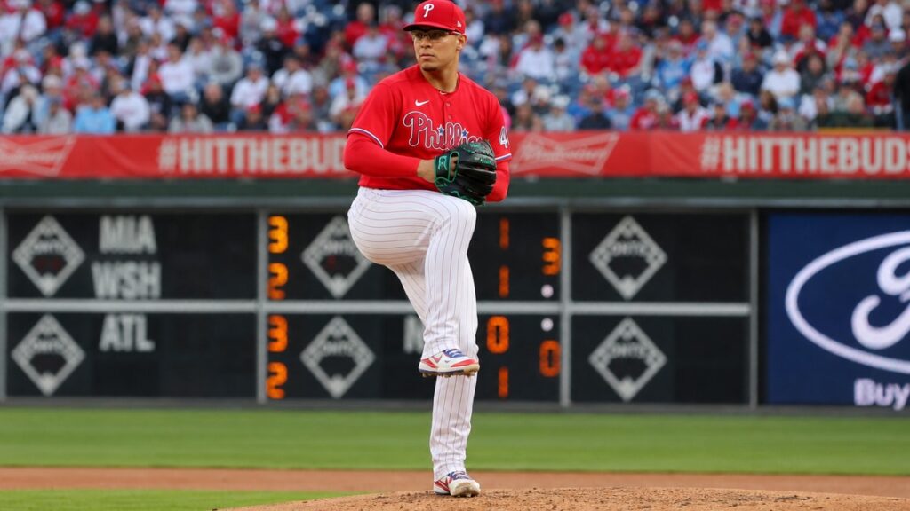 Jesus Luzardo pitching for the Philadelphia Phillies
